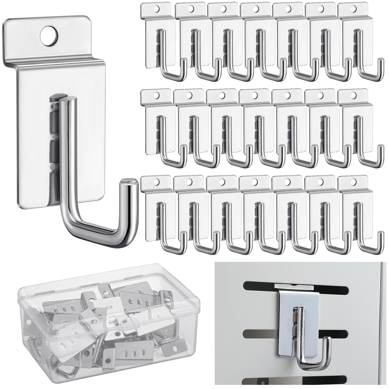 WALLアクセサリー Amazon.com: Tandefio 25 Pack J Shaped Slatwall Hooks and Hangers